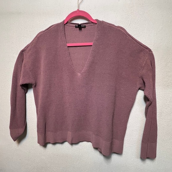 Eileen Fisher Knit V-Neck Sweater Mauve Purple Cotton Blend Womens Size M - Picture 1 of 8